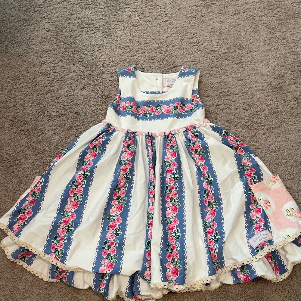 SweetHoney White and Cream Twirl Sundress vhtf